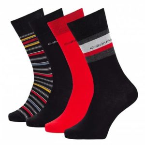 Calvin Klein Ανδρικές Κάλτσες Gift Box Socks 4 τμχ (40-46) – Black/Red κόκκινο 100004544 001 999