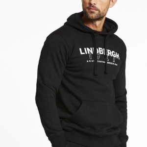 Lindbergh Ανδρικό Φούτερ Logo Print Sweater Hoodie μαύρο 30-724004 BLK