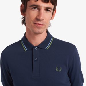 Fred Perry Ανδρική μπλούζα Polo Twin Tipped Shirt Dark Carbon – Sky – Pistachio M3600-P26