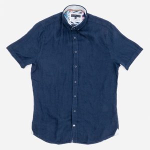 Colours & Sons Ανδρικό Πουκάμισο Linen Short Sleeve μπλε 9122-310-699-3 (122) Summer Night