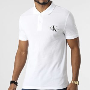 Calvin Klein Ανδρική μπλούζα Polo Monogram Logo άσπρο J30J320089-YAF