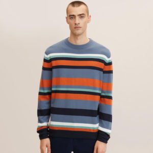 all about men ανδρικά ρούχα παπούτσια Tom Tailor Ανδρικό Φούτερ Striped Crew Neck Knitter 1032276-30181