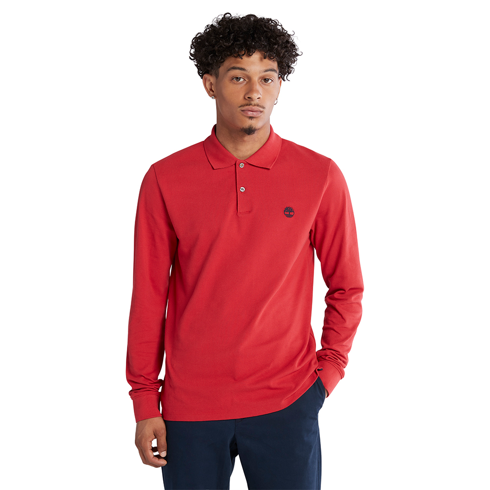 Timberland Ανδρική Μακρυμάνικη μπλούζα Polo LS Millers River Pique Polo Slim Scarlet Sage TB0A5UDW-CA1