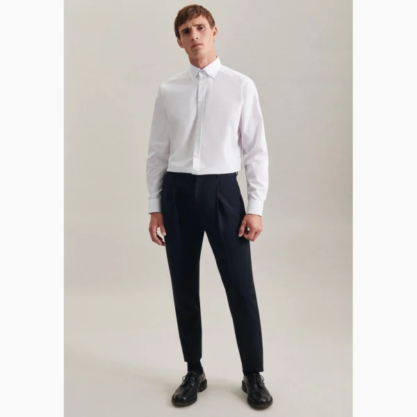 all about men ανδρικά ρούχα παπούτσια Seidensticker Ανδρικό Πουκάμισο Non-iron Poplin Business Shirt in Shaped with Button-Down-Collar 01.293702-01 άσπρο