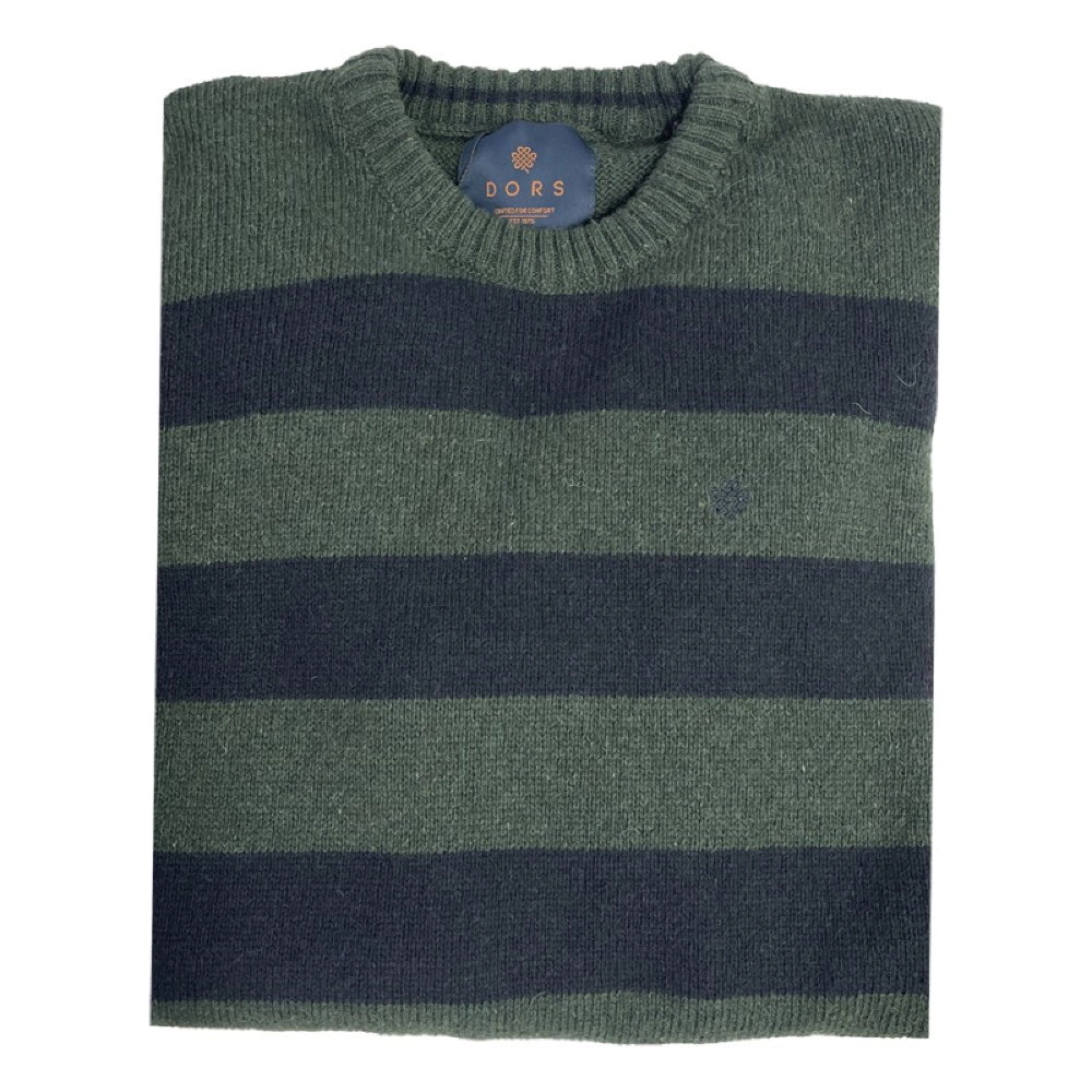 Dors Ανδρικό Πουλόβερ Wool Blend Striped 1233010-C03 πράσινο