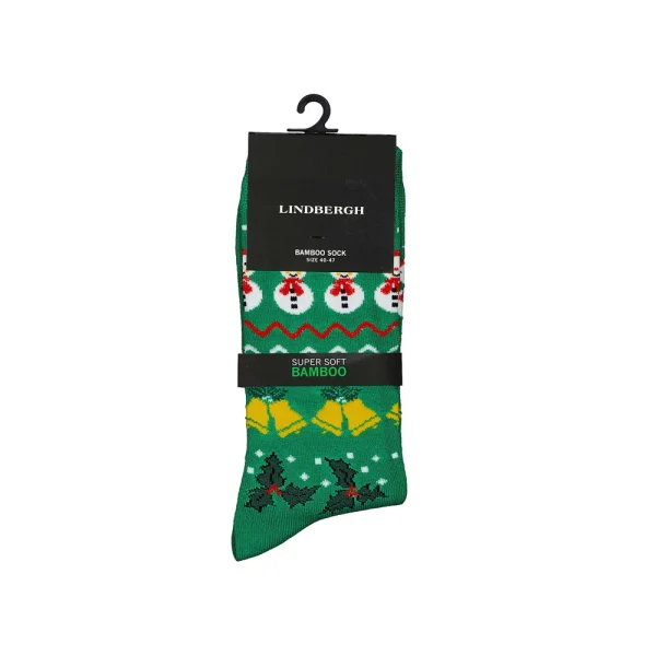 all about men ανδρικά ρούχα παπούτσια αξεσουάρ Lindbergh Ανδρικές Κάλτσες Christmas santa bamboo sock 30-991051-Green Green
