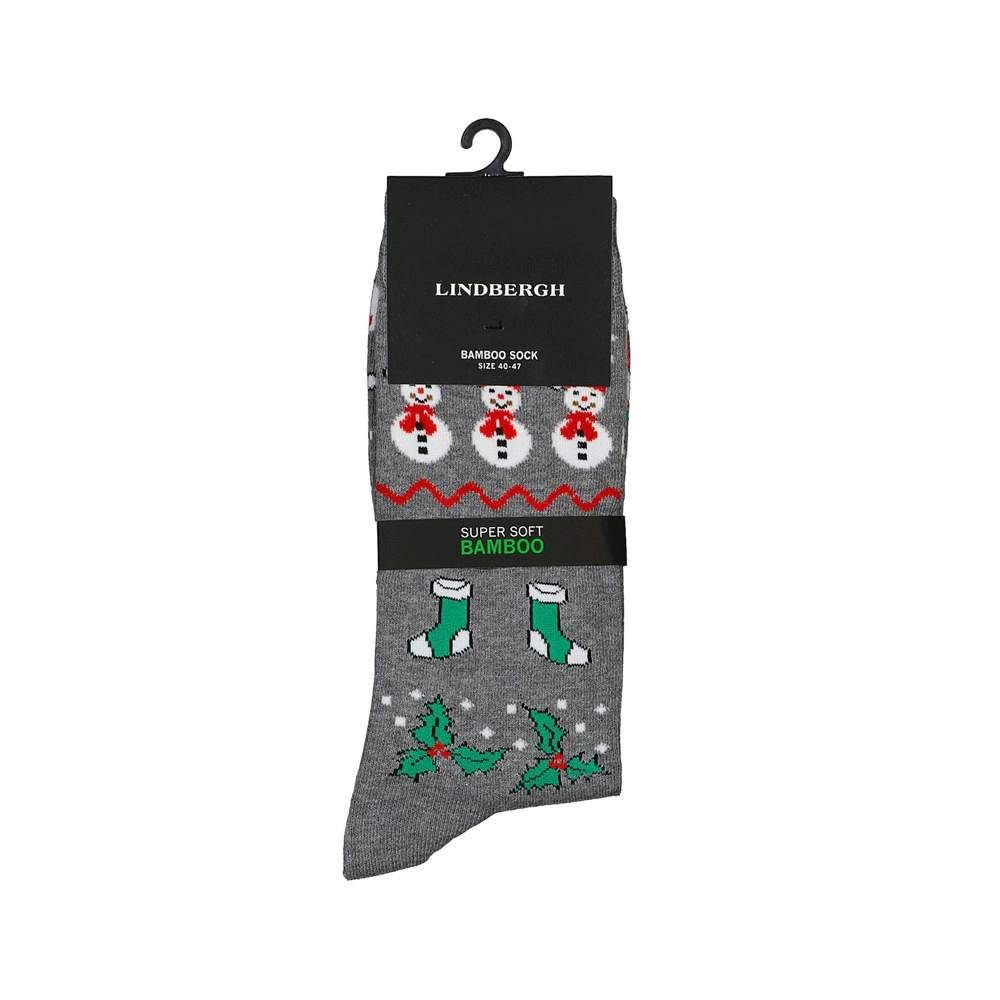 Lindbergh Ανδρικές Κάλτσες Christmas santa bamboo sock 30-991051-Grey Mel Grey Mel
