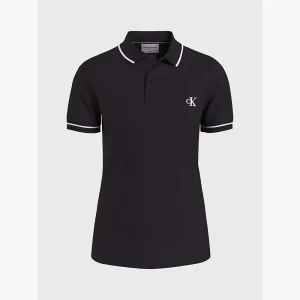 all about men ανδρικά ρούχα παπούτσια Calvin Klein Ανδρικό Κοντομάνικο Polo Tipping Slim Polo J30J315603-BAE μαύρο