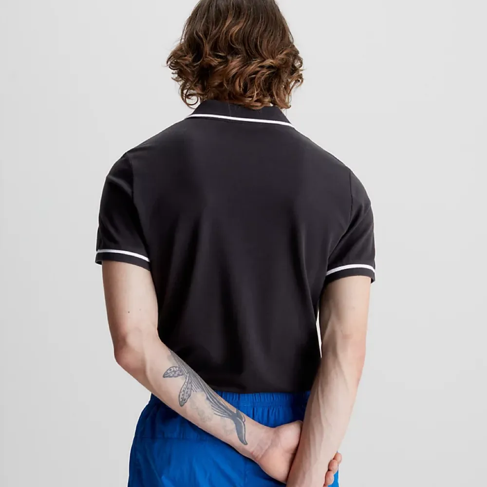 Calvin Klein Ανδρικό Κοντομάνικο Polo Tipping Slim Polo J30J315603-BAE μαύρο