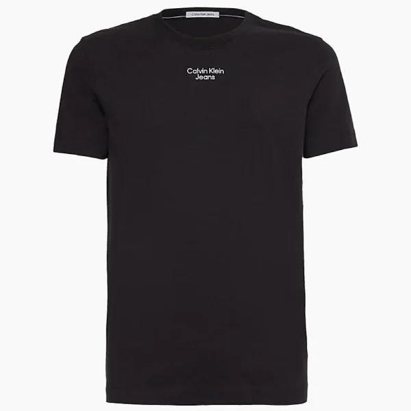 all about men ανδρικά ρούχα παπούτσια Calvin Klein Ανδρικό T-shirt Stacked Logo Tee J30J320595-BEH Ck Black