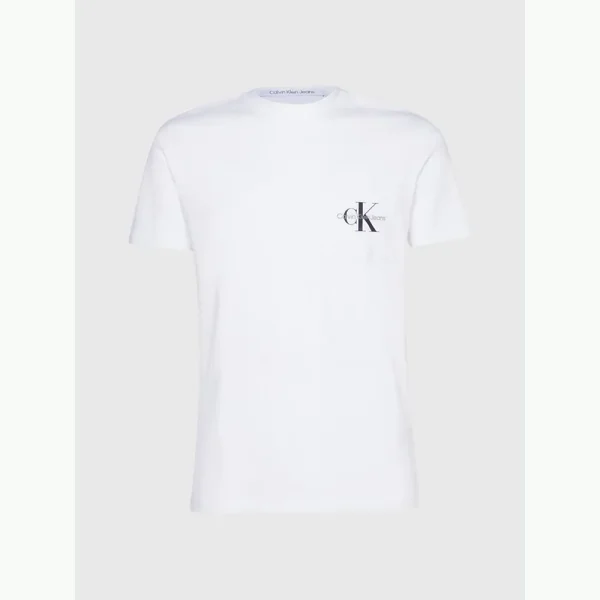 all about men ανδρικά ρούχα παπούτσια Calvin Klein Ανδρικό T-shirt Core Monogram Pocket Slim Tee J30J320936-YAF άσπρο
