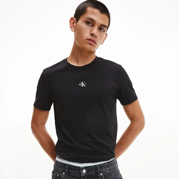 all about men ανδρικά ρούχα παπούτσια Calvin Klein Ανδρικό T-shirt Micro Monologo Tee J30J322466-BEH Ck Black