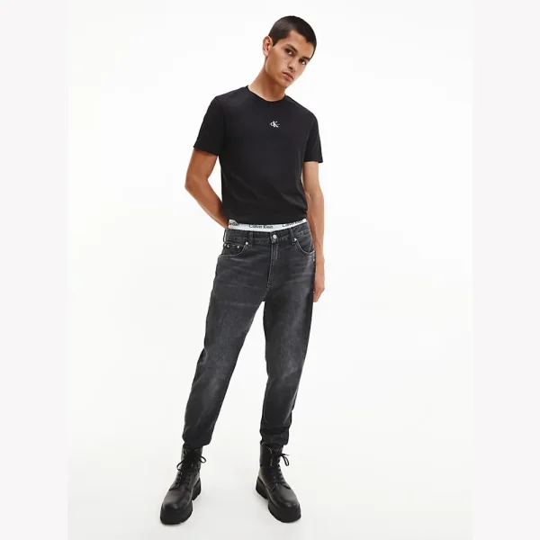 all about men ανδρικά ρούχα παπούτσια Calvin Klein Ανδρικό T-shirt Micro Monologo Tee J30J322466-BEH Ck Black