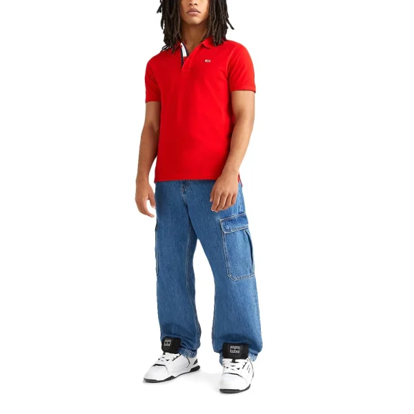 all about men ανδρικά ρούχα παπούτσια Tommy Hilfiger Ανδρική μπλούζα Polo Tjm Slim Placket Polo DM0DM15940-XNL Deep Crimson - Κόκκινο