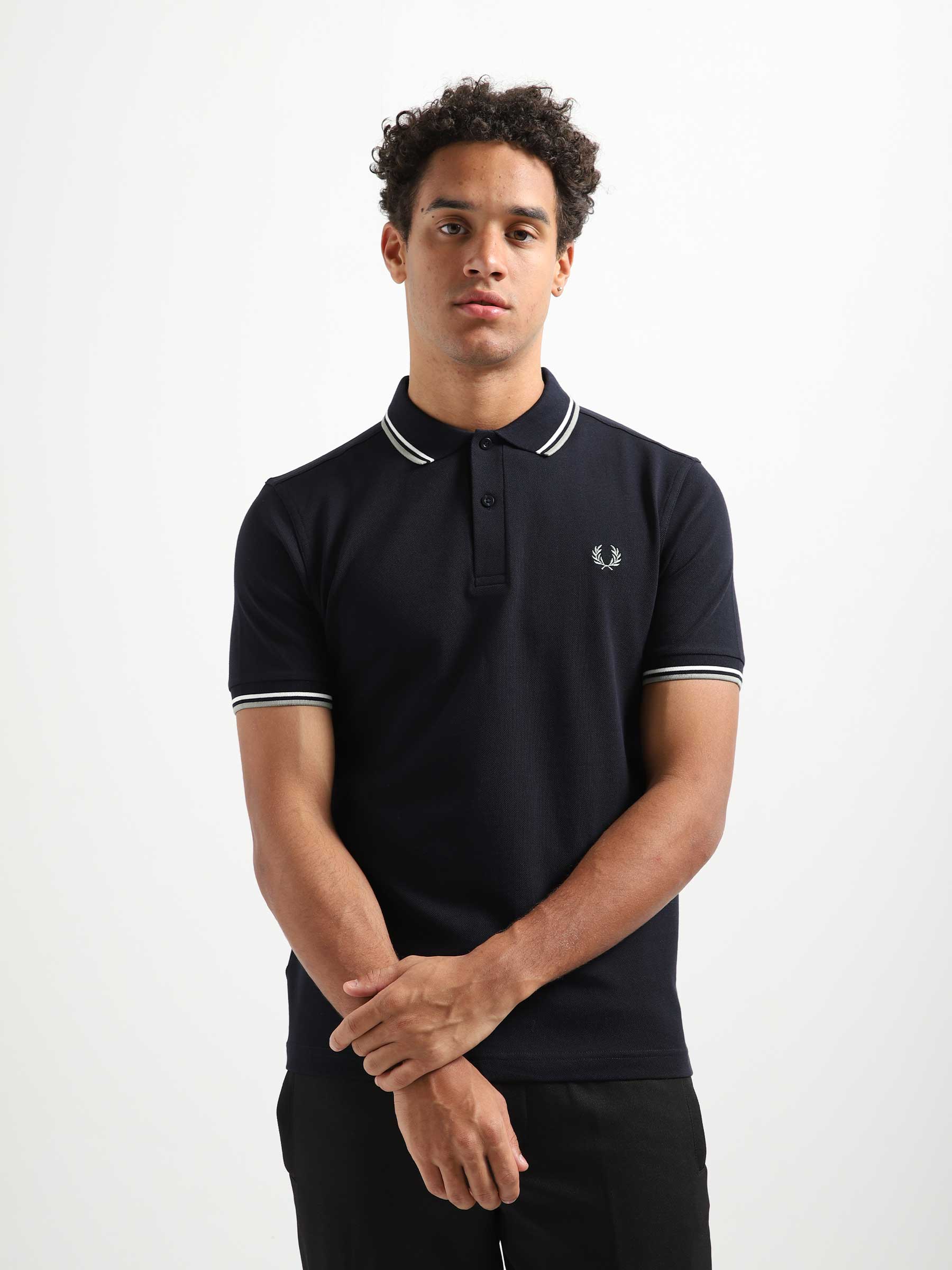 Fred Perry Ανδρική μπλούζα Polo Twin Tipped Fred Perry Shirt M3600 R64 Μπλε