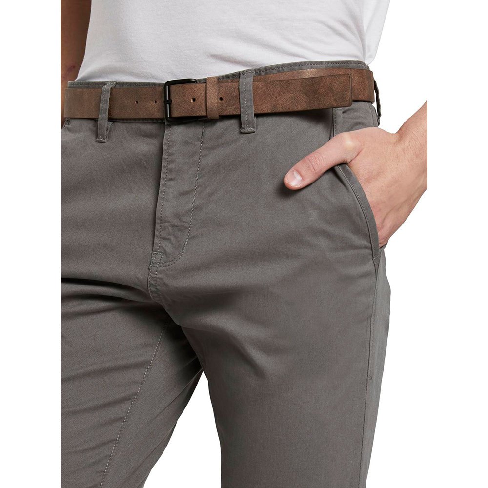 Tom Tailor Ανδρικό Παντελόνι Slim Chino with belt Γκρι 1008253 10952