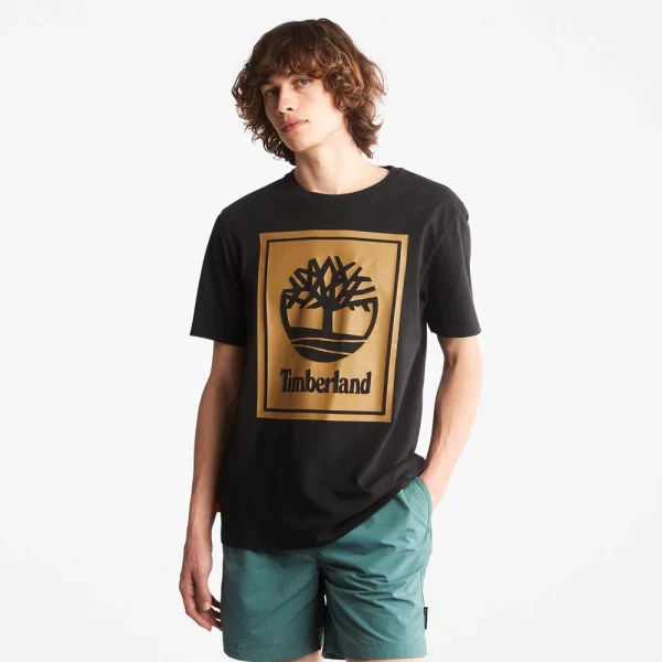 all about men ανδρικά ρούχα παπούτσια Timberland Ανδρικό T-shirt SS Stack Logo Tee  TB0A6CBTP-561 Black