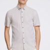 Lindbergh Ανδρικό Κοντομάνικο Λινό Πουκάμισο Slim fit 30-203345A Lt Stone