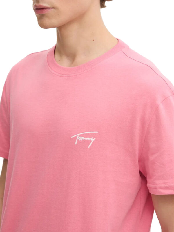 Tommy Hilfiger Ανδρική Κοντομάνικη Μπλούζα T-Shirt Tjm Reg Signature Tee Ext DM0DM21140-TIG Preppy Pink - Image 3