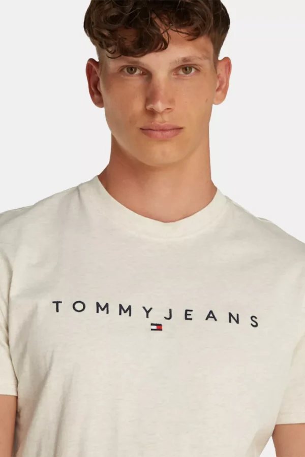 Tommy Hilfiger Ανδρική Κοντομάνικη Μπλούζα T-Shirt Tjm Reg Linear Logo Tee Ext DM0DM20744-AE3 Oat Marl Htr - Image 4