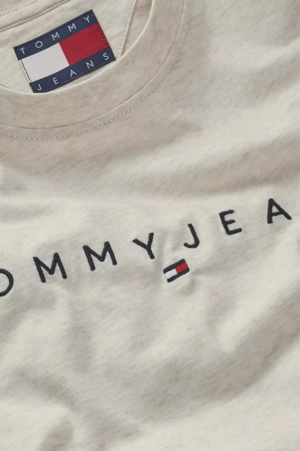 Tommy Hilfiger Ανδρική Κοντομάνικη Μπλούζα T-Shirt Tjm Reg Linear Logo Tee Ext DM0DM20744-AE3 Oat Marl Htr - Image 5