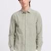 Casual Friday Ανδρικό Πουκάμισο CFandre Ls Wide Stipe Linen M 20505372-180523 Winter Moss