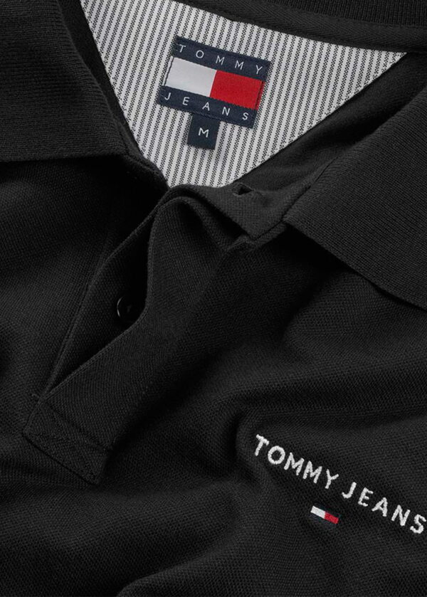 Tommy Jeans Ανδρικές Κοντομάνικες Μπλούζες Polo Tjm Reg Linear Ext DM0DM20914-BDS Black - Image 5