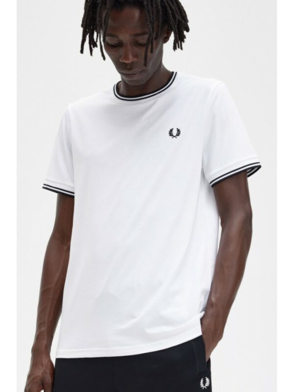 Fred Perry Ανδρική Κοντομάνικη Μπλούζα T-shirt Twin Tipped M1588-100 White - Image 6