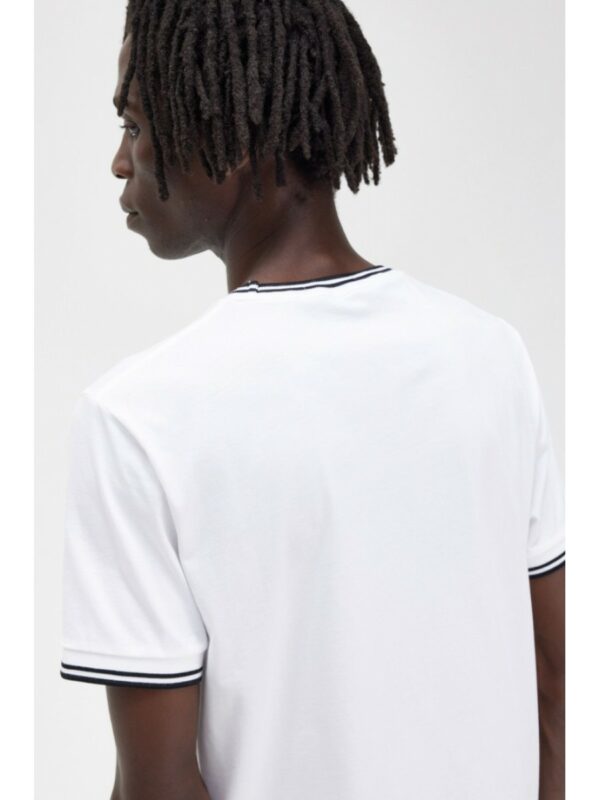 Fred Perry Ανδρική Κοντομάνικη Μπλούζα T-shirt Twin Tipped M1588-100 White - Image 4