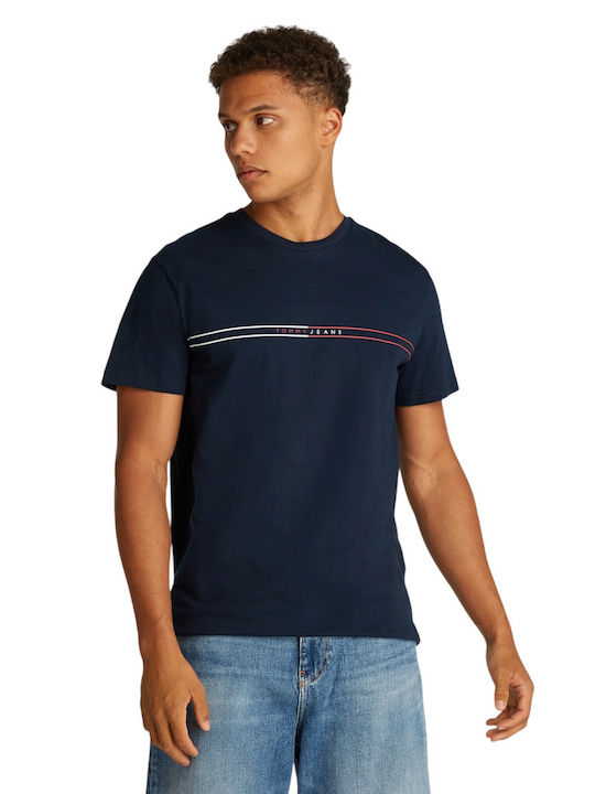 Tommy Jeans Ανδρική Κοντομάνικη Μπλούζα T-shirt Tjm Slim Entry Graphic Tee Ext DM0DM20779-C1G Dark Night Navy