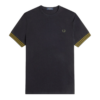 Fred Perry Ανδρική Κοντομάνικη Μπλούζα T-shirt Striped Cuff M7707-R88 Black - Image 3