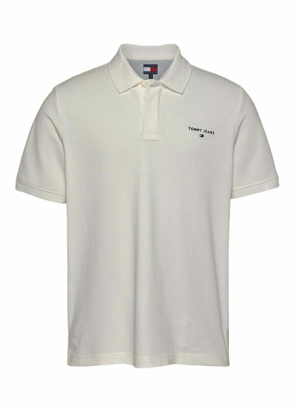 Tommy Jeans Ανδρικές Κοντομάνικες Μπλούζες Polo Tjm Reg Linear Ext DM0DM20914-YBL Ecru - Image 5