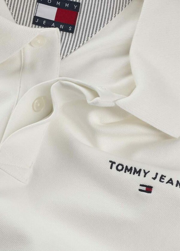 Tommy Jeans Ανδρικές Κοντομάνικες Μπλούζες Polo Tjm Reg Linear Ext DM0DM20914-YBL Ecru - Image 7