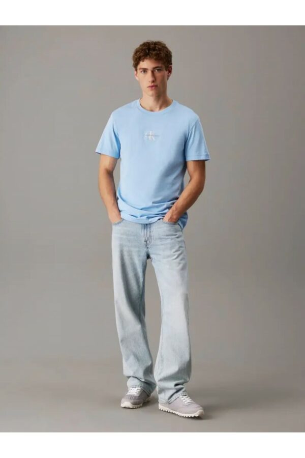 Calvin Klein Jeans Ανδρικό Κοντομάνικο Μπλουζάκι T-shirt Με Μονόγραμμα J30J325649-CBR Blue Bell - Image 3