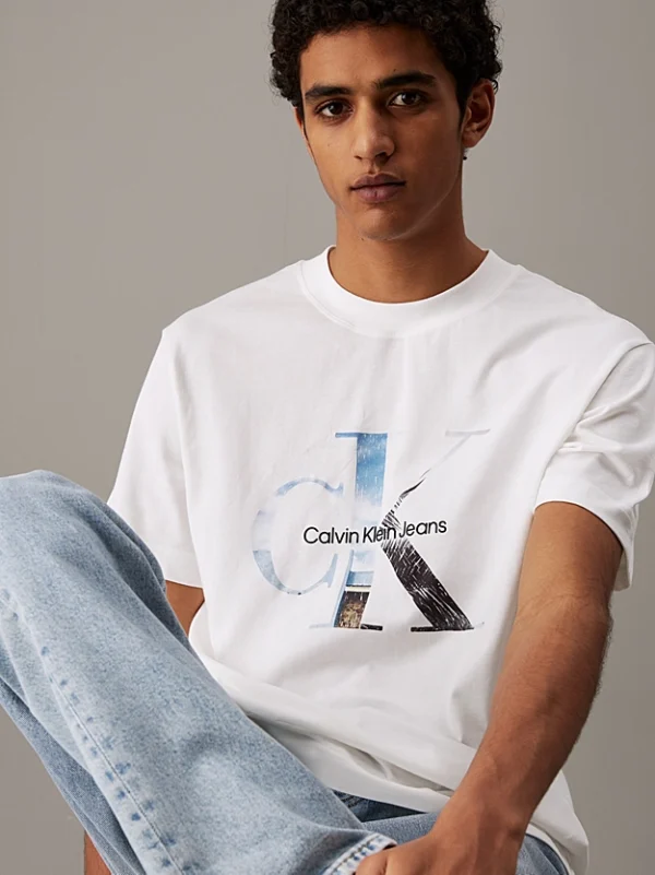 Calvin Klein Jeans Ανδρικό Κοντομάνικο Μπλουζάκι T-shirt J30J327483-YAF Bright White - Image 2