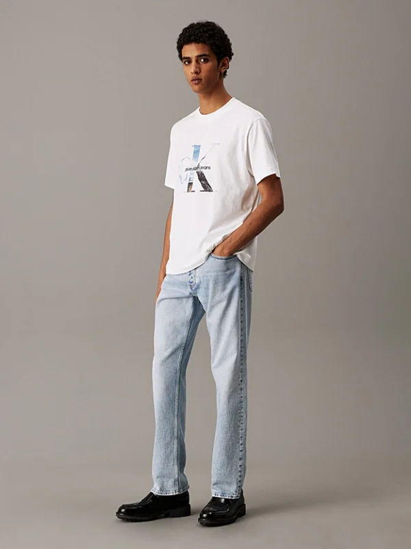 Calvin Klein Jeans Ανδρικό Κοντομάνικο Μπλουζάκι T-shirt J30J327483-YAF Bright White - Image 4