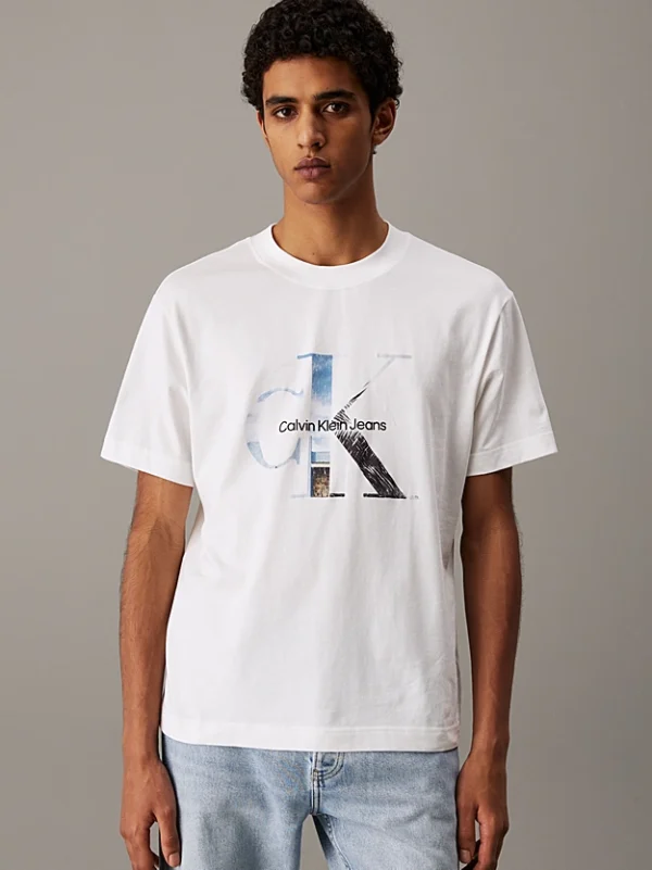 Calvin Klein Jeans Ανδρικό Κοντομάνικο Μπλουζάκι T-shirt J30J327483-YAF Bright White