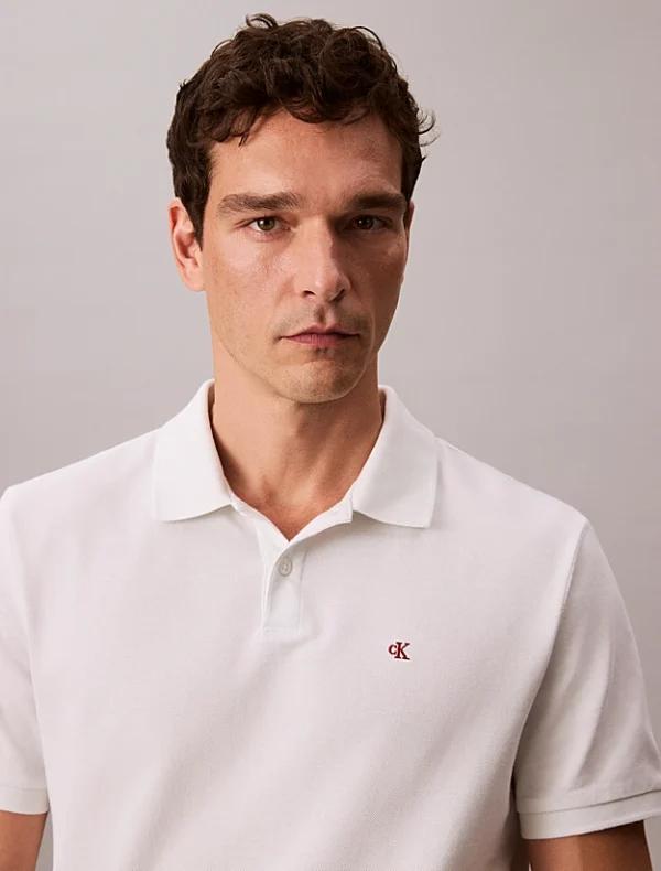 Calvin Klein Jeans Ανδρικό Κοντομάνικο Μπλουζάκι Με Γιακά Polo LV040EM269-YAD Blanc De Blanc - Image 5