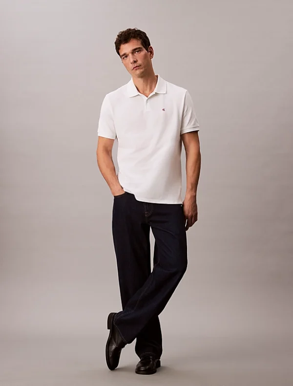 Calvin Klein Jeans Ανδρικό Κοντομάνικο Μπλουζάκι Με Γιακά Polo LV040EM269-YAD Blanc De Blanc - Image 4