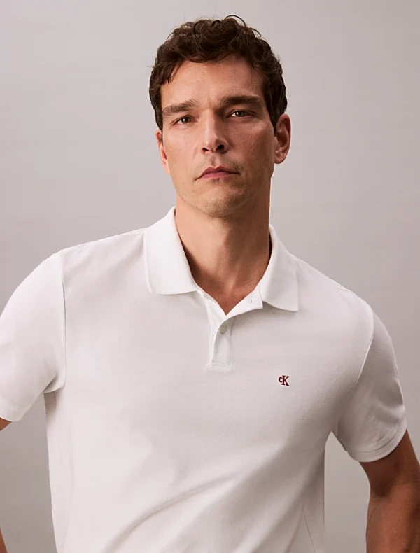 Calvin Klein Jeans Ανδρικό Κοντομάνικο Μπλουζάκι Με Γιακά Polo LV040EM269-YAD Blanc De Blanc - Image 2