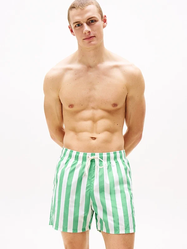 Tommy Jeans Μαγιό Σορτς Ανδρικό Medium Drawstring Print UM0UM03491-0JX Bold Stripe Fort Green