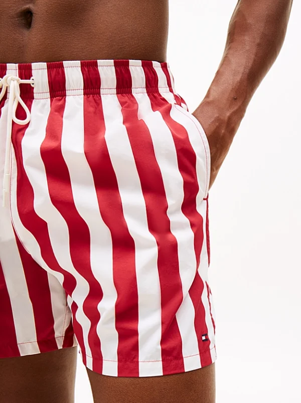 Tommy Jeans Μαγιό Σορτς Ανδρικό Medium Drawstring Print UM0UM03491-0KQ Bold Stripe Medium Red - Image 3