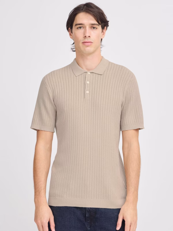 Casual Friday Ανδρική Κοντομάνικη Πλεκτή Μπλούζα Polo Knit 20505091-161105 Plaza Taupe