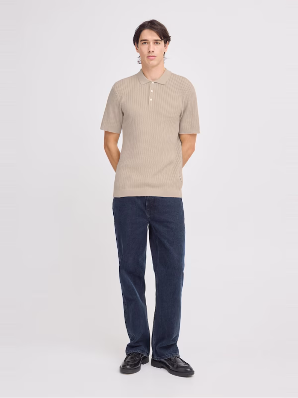 Casual Friday Ανδρική Κοντομάνικη Πλεκτή Μπλούζα Polo Knit 20505091-161105 Plaza Taupe - Image 3