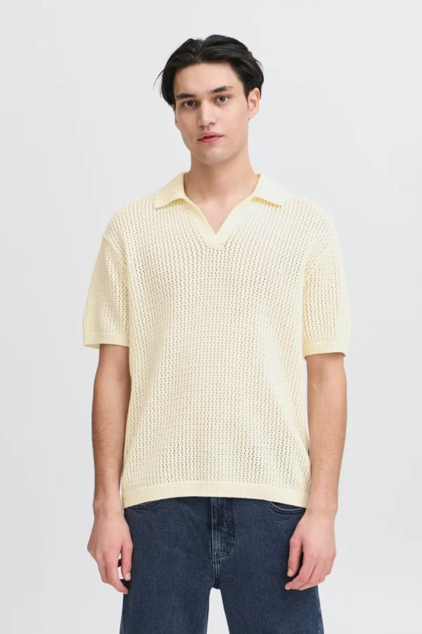 Casual Friday Ανδρική Κοντομάνικη Πλεκτή Μπλούζα Polo Aiden Ss structured knit 20505494-110103 White