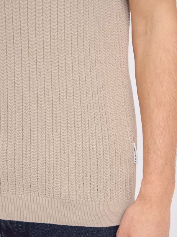 Casual Friday Ανδρική Κοντομάνικη Πλεκτή Μπλούζα Polo Knit 20505091-161105 Plaza Taupe - Image 5