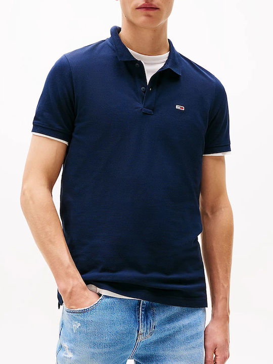 Tommy Jeans Ανδρικές Κοντομάνικες Μπλούζες Polo Tjm Slim Placket Polo Ext DM0DM20676-C1G Dark Night Navy