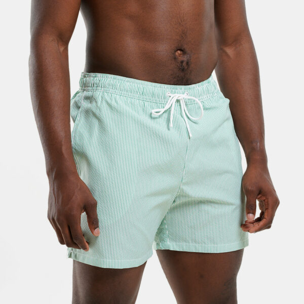 Tommy Jeans Μαγιό Σορτς Ανδρικό Medium Drawstring Ithaca Stripe UM0UM03265-0LA Ithaca White Radiant Green - Image 4