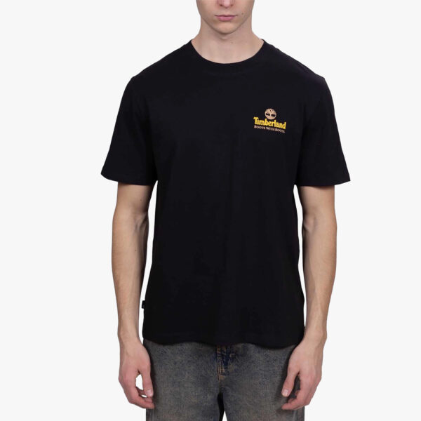 Timberland Ανδρική Κοντομάνικη Μπλούζα T-shirt White Illustrated Tree Logo Back Graphic Tee TB0A6DG5-001 Black