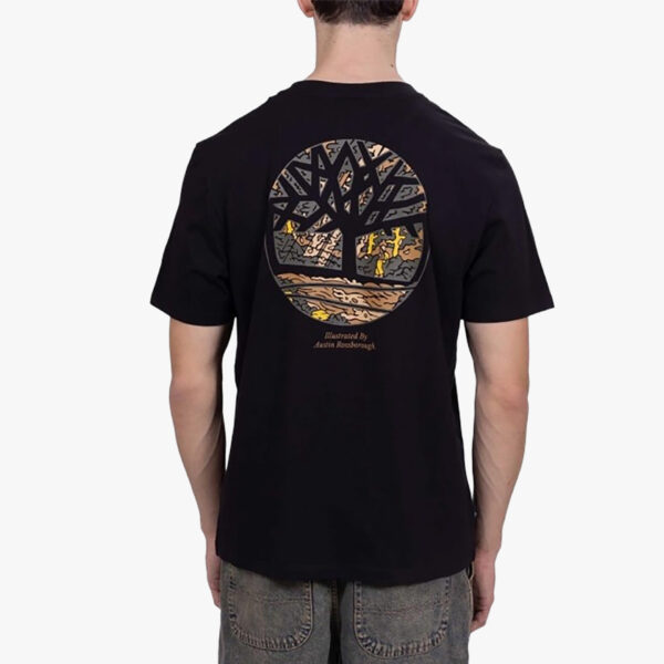 Timberland Ανδρική Κοντομάνικη Μπλούζα T-shirt White Illustrated Tree Logo Back Graphic Tee TB0A6DG5-001 Black - Image 2